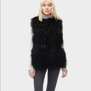 NWT Ugg Australia Black Mongolian Shearling Vest sz M